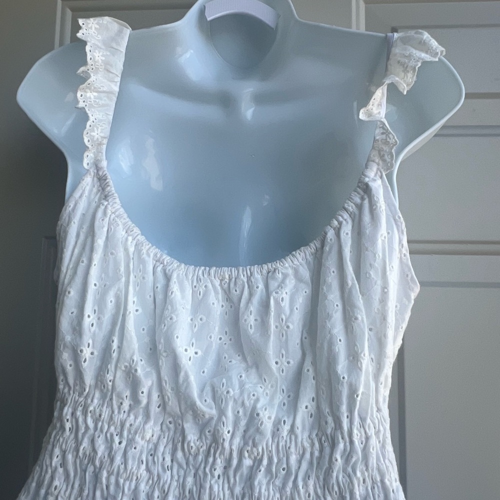 NWT Capulet Gemma Smocked Eyelet Ruffle Strap Mini Dress White Size L - Picture 4 of 12